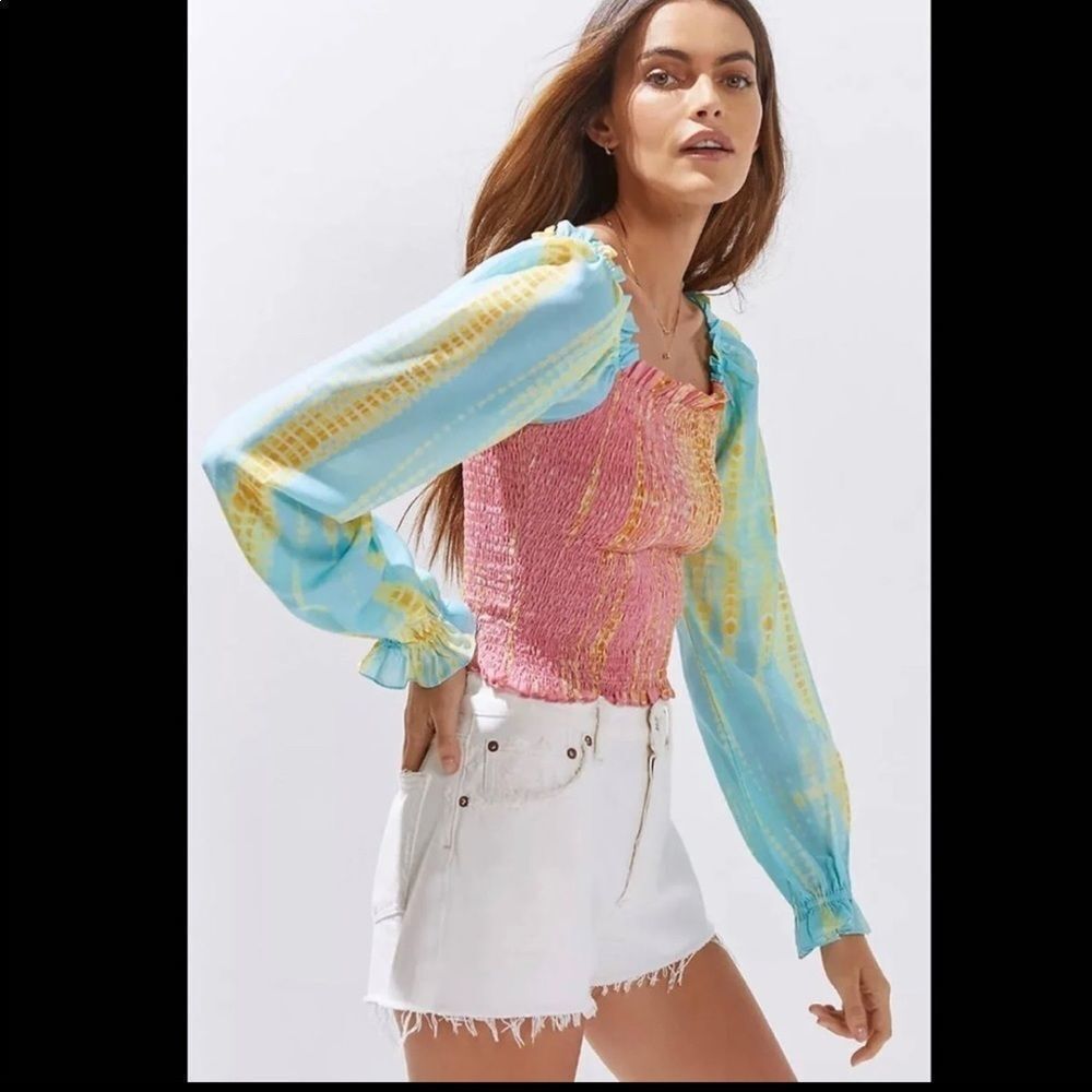 Anthropologie I Kavita Bhartia Smocked Tie-Dye Blouse